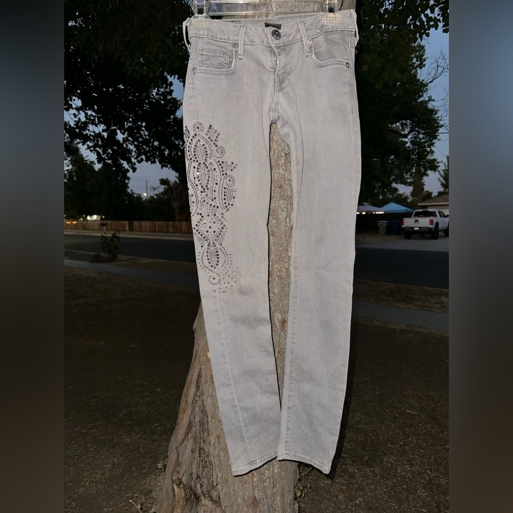 True Religion Light Gray Straight Leg Jeans